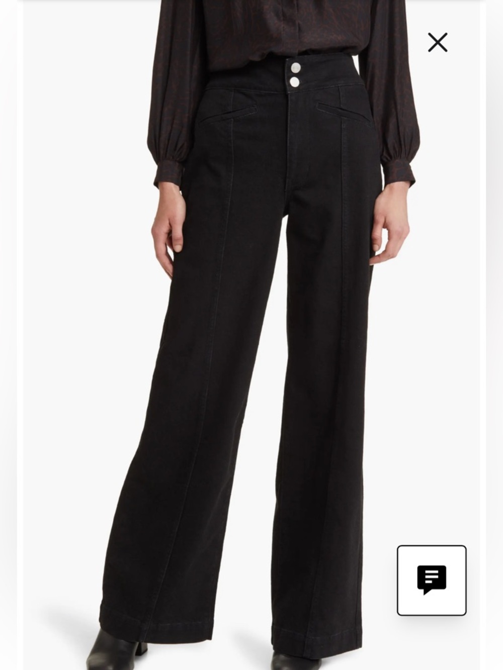 Frame Denim Tailored High-Waist Wide-Leg Jeans in Noir
